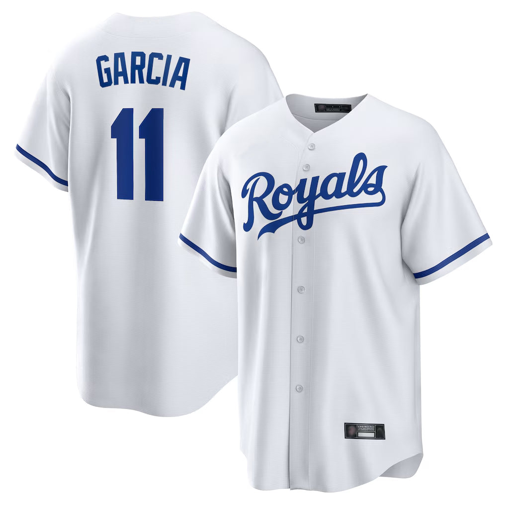 Fenge KC.Royals #11 Maikel Garcia Player White Home Game Stitched Jerseys