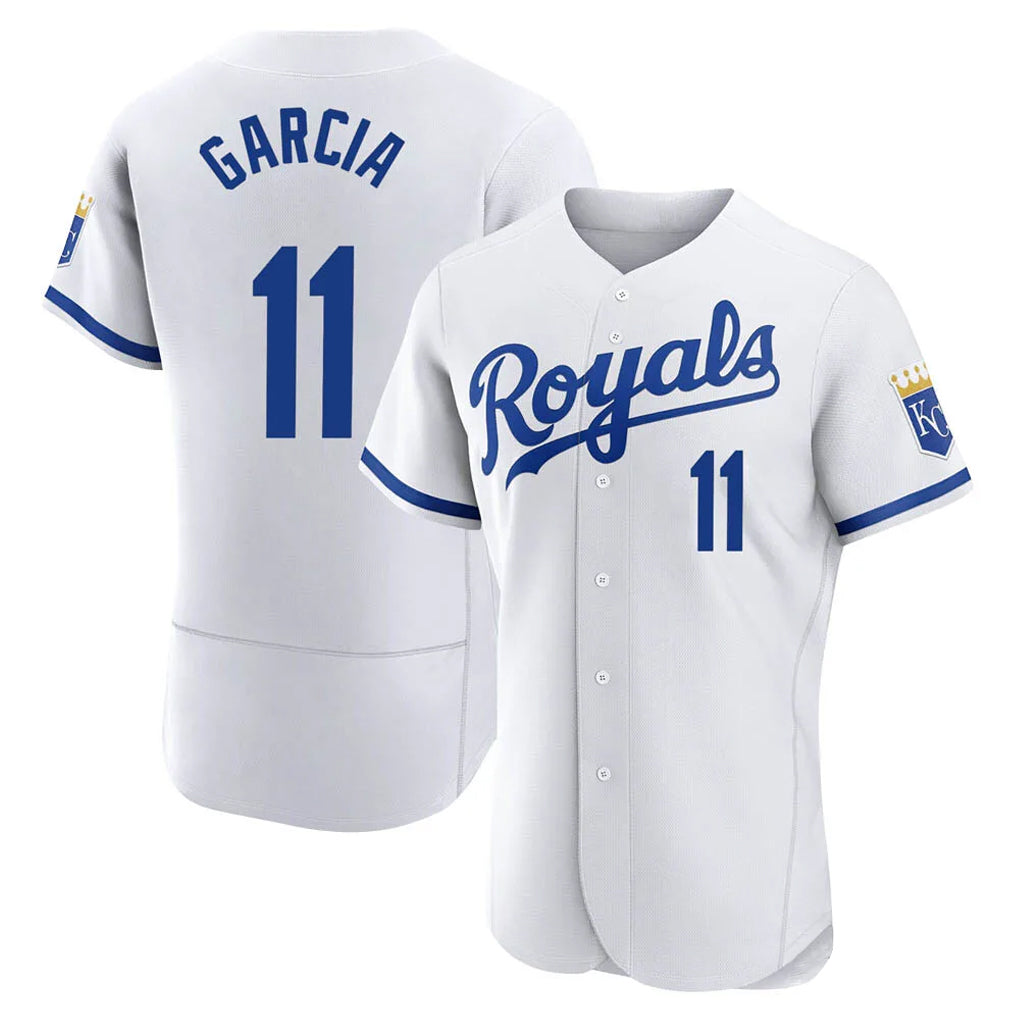 Fenge KC.Royals #11 Maikel Garcia Player White Limited Elite Home Game Stitched Jerseys