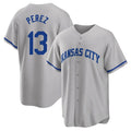 Fenge KC.Royals #13 Salvador Perez Player Gray Game Home Stitched Jerseys