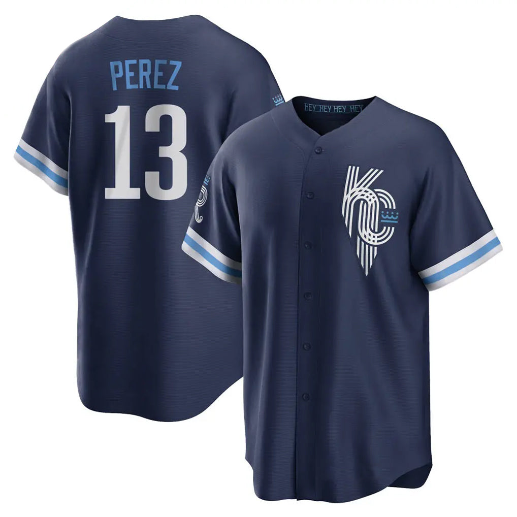 Fenge KC.Royals #13 Salvador Perez Player Navy City Connect Home Game Stitched Jerseys