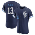 Fenge KC.Royals #13 Salvador Perez Player Navy City Connect Limited Elite Home Stitched Jerseys
