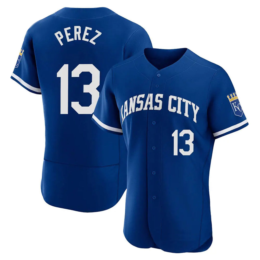 Fenge KC.Royals #13 Salvador Perez Player Royal City Connect Limited Elite Home Game Stitched Jerseys