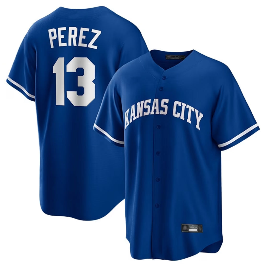 Fenge KC.Royals #13 Salvador Perez Player Royal Game Home Stitched Jerseys