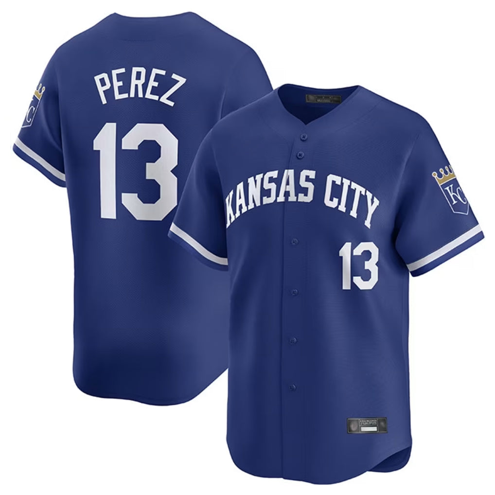 Fenge KC.Royals #13 Salvador Perez Player Royal Limited Home Stitched Jerseys