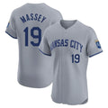 Fenge KC.Royals #19 Michael Massey Player Gray Limited Elite Home Stitched Jerseys