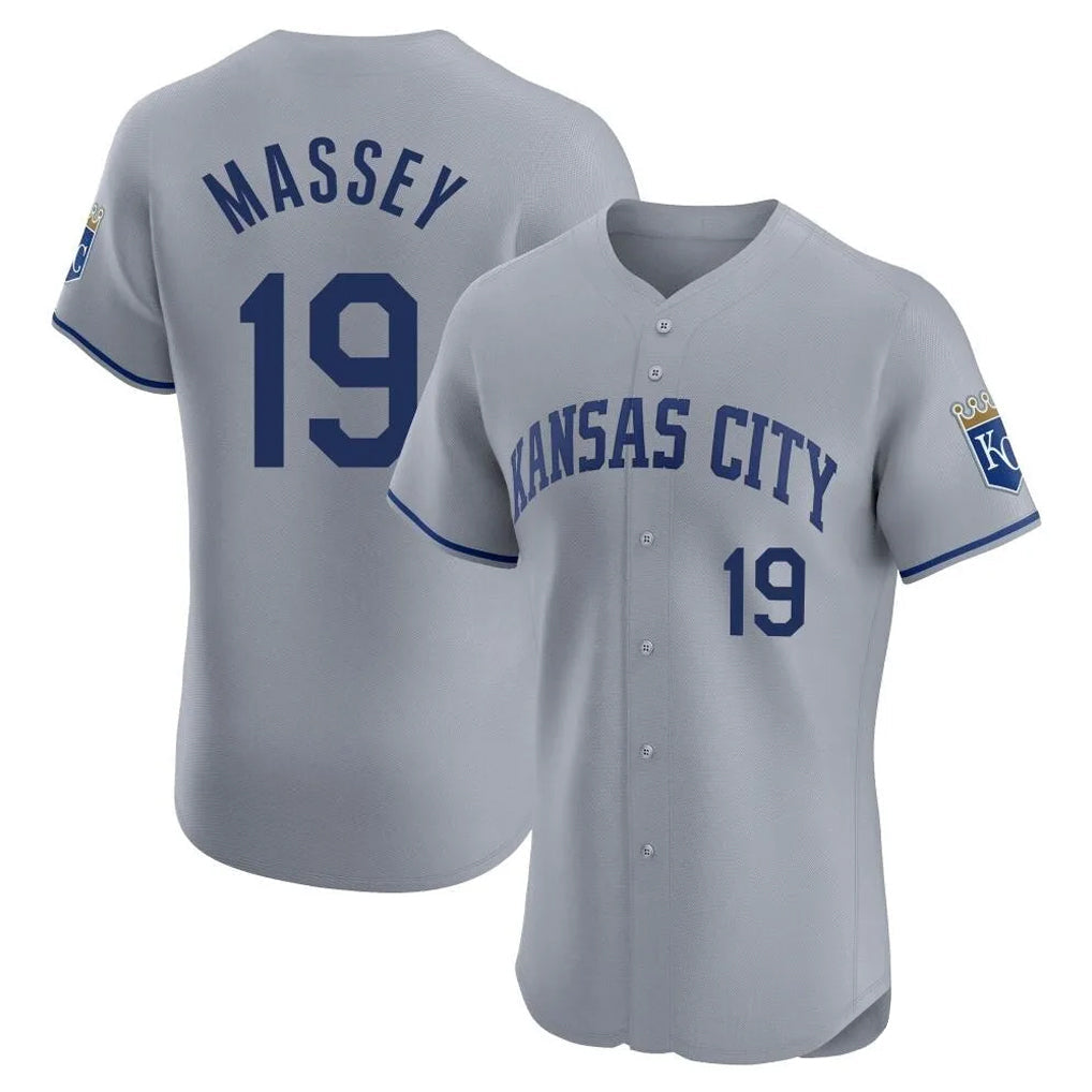 Fenge KC.Royals #19 Michael Massey Player Gray Limited Elite Home Stitched Jerseys