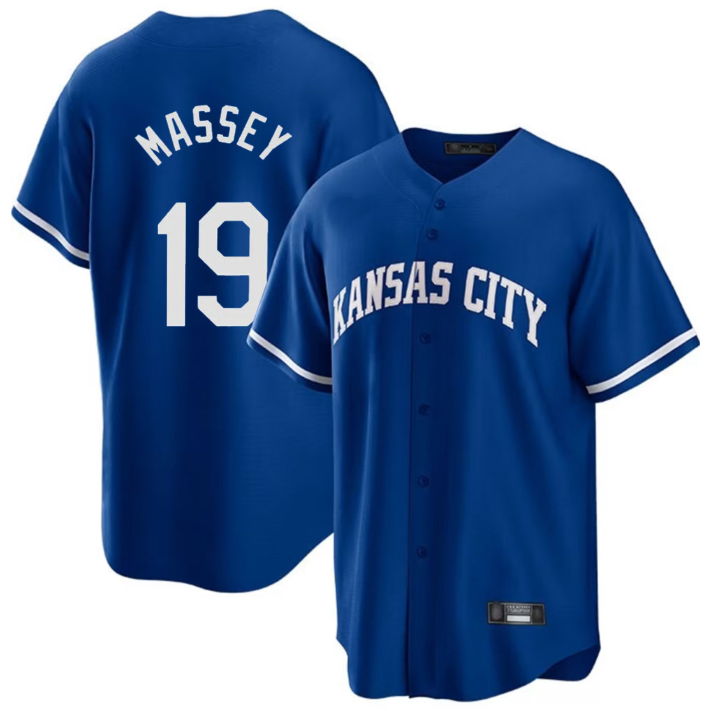 Fenge KC.Royals #19 Michael Massey Player Royal Game Home Stitched Jerseys