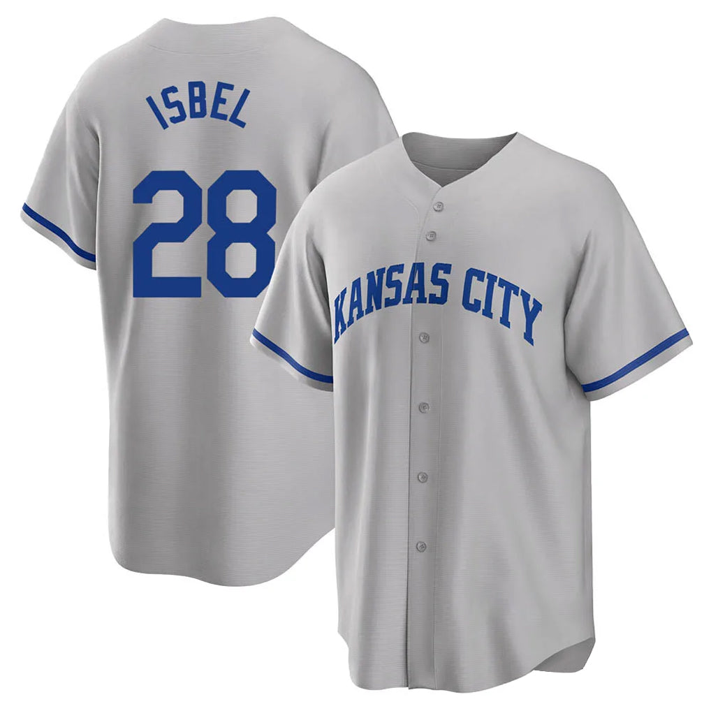 Fenge KC.Royals #28 Kyle Isbel Player Gray Game Home Stitched Jerseys