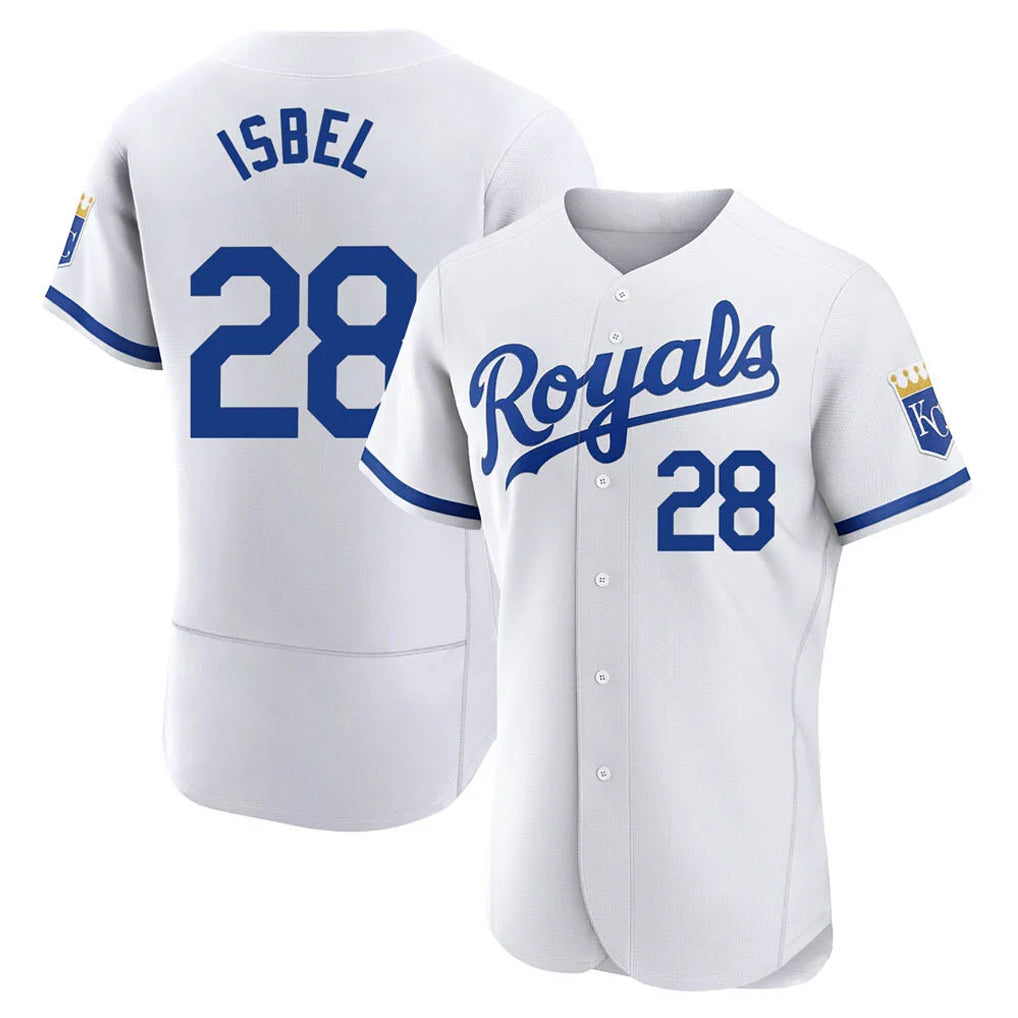 Fenge KC.Royals #28 Kyle Isbel Player White Limited Elite Home Game Stitched Jerseys