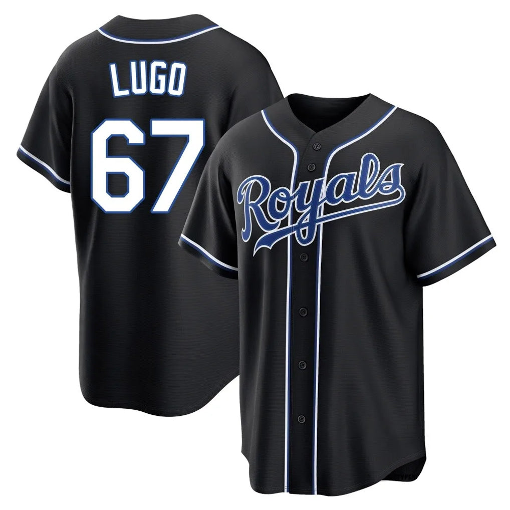 Fenge KC.Royals #67 Seth Lugo Player Black Carbon Fashion Home Game Stitched Jerseys