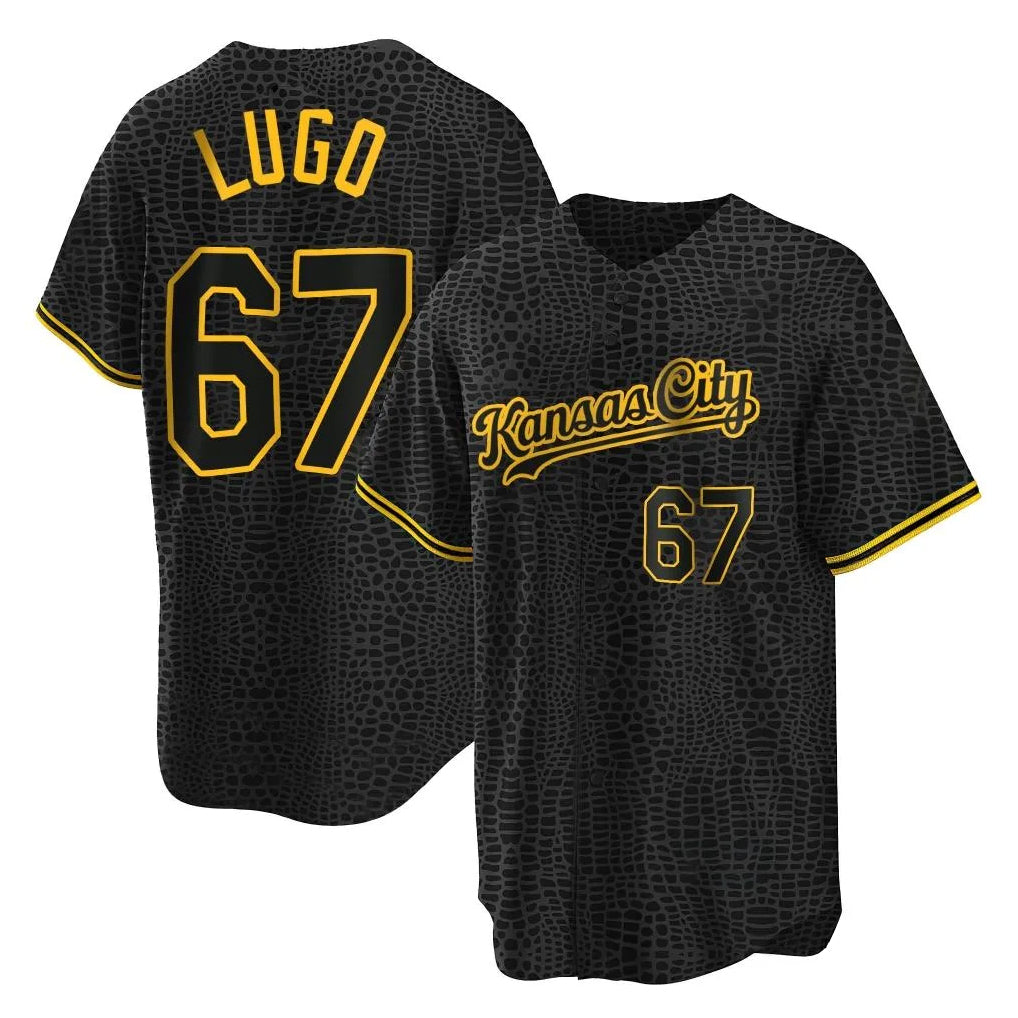 Fenge KC.Royals #67 Seth Lugo Player Black Snake Skin City Game Stitched Jerseys