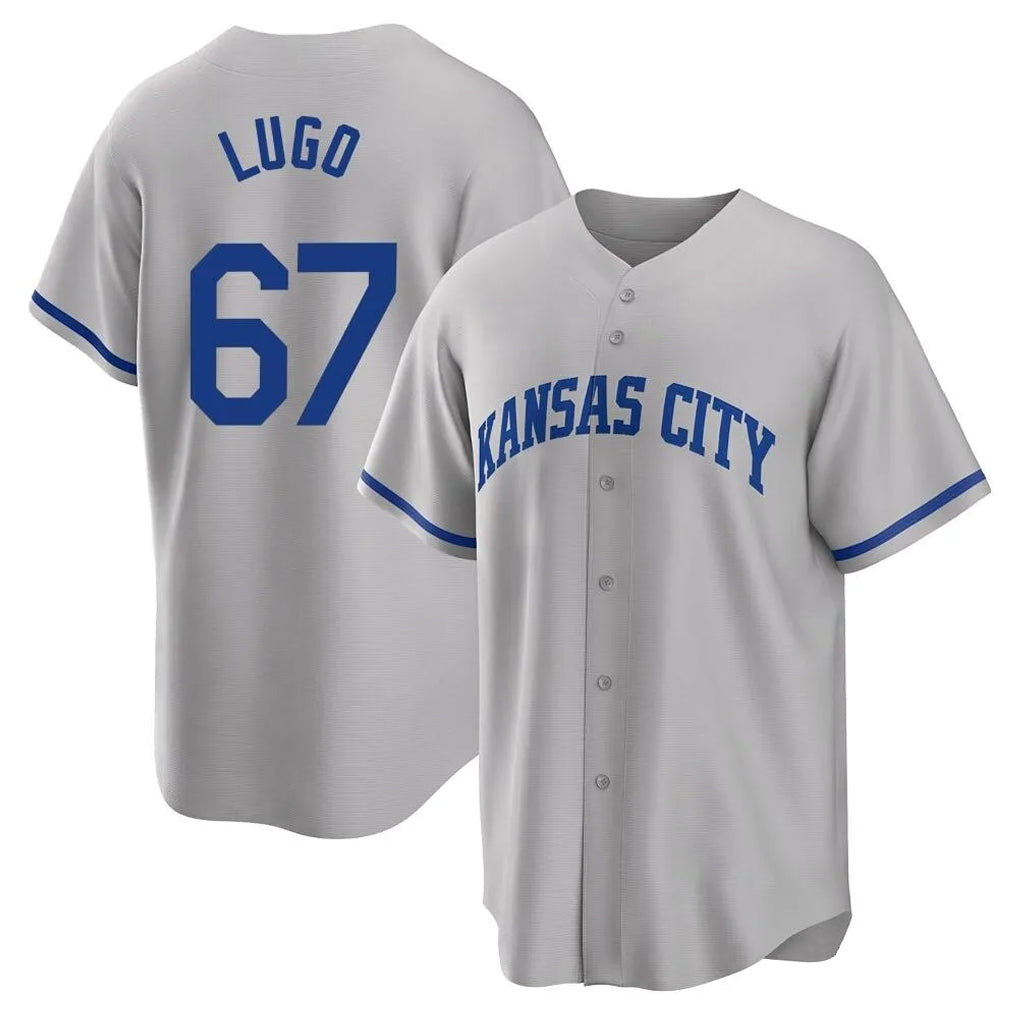 Fenge KC.Royals #67 Seth Lugo Player Gray Game Home Stitched Jerseys