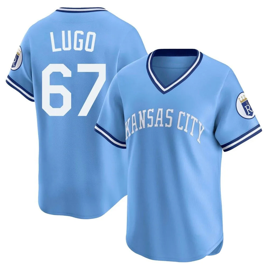 Fenge KC.Royals #67 Seth Lugo Player Light Blue Limited Throwback Cooperstown Collection T-shirt Stitched Jerseys