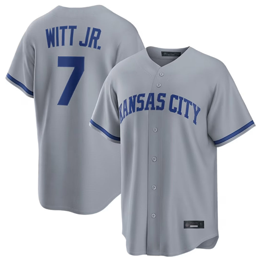 Fenge KC.Royals #7 Bobby Witt Jr. Player Grey Road Game Home Stitched Jerseys