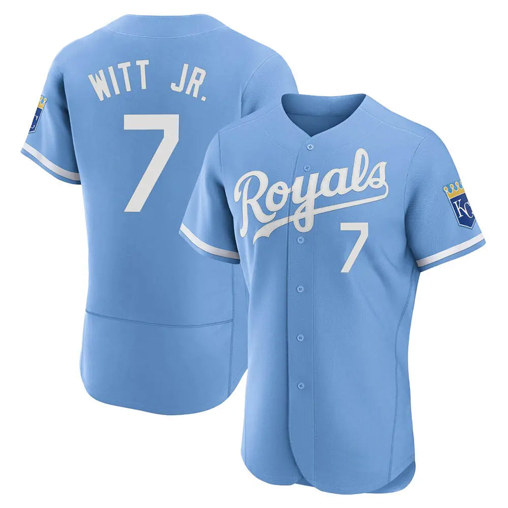Fenge KC.Royals #7 Bobby Witt Jr. Player Light Blue Alt Limited Elite Home Stitched Jerseys