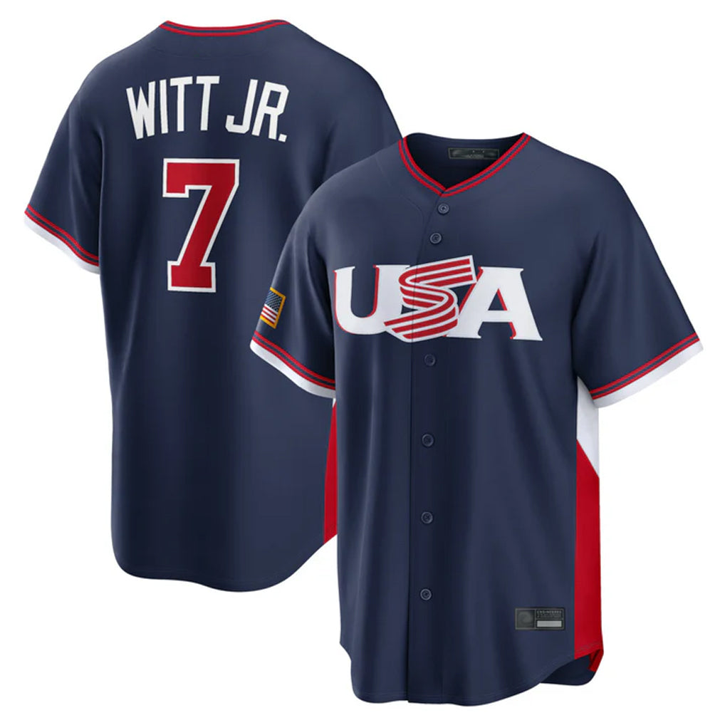 Fenge KC.Royals #7 Bobby Witt Jr. Player Navy USA 2026 World Classic Game Stitched Jerseys
