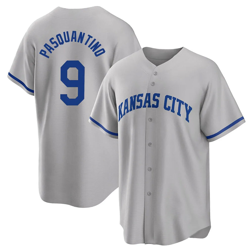 Fenge KC.Royals #9 Vinnie Pasquantino Player Gray Game Home Stitched Jerseys