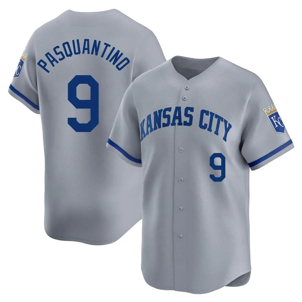 Fenge KC.Royals #9 Vinnie Pasquantino Player Gray Limited Home Stitched Jerseys