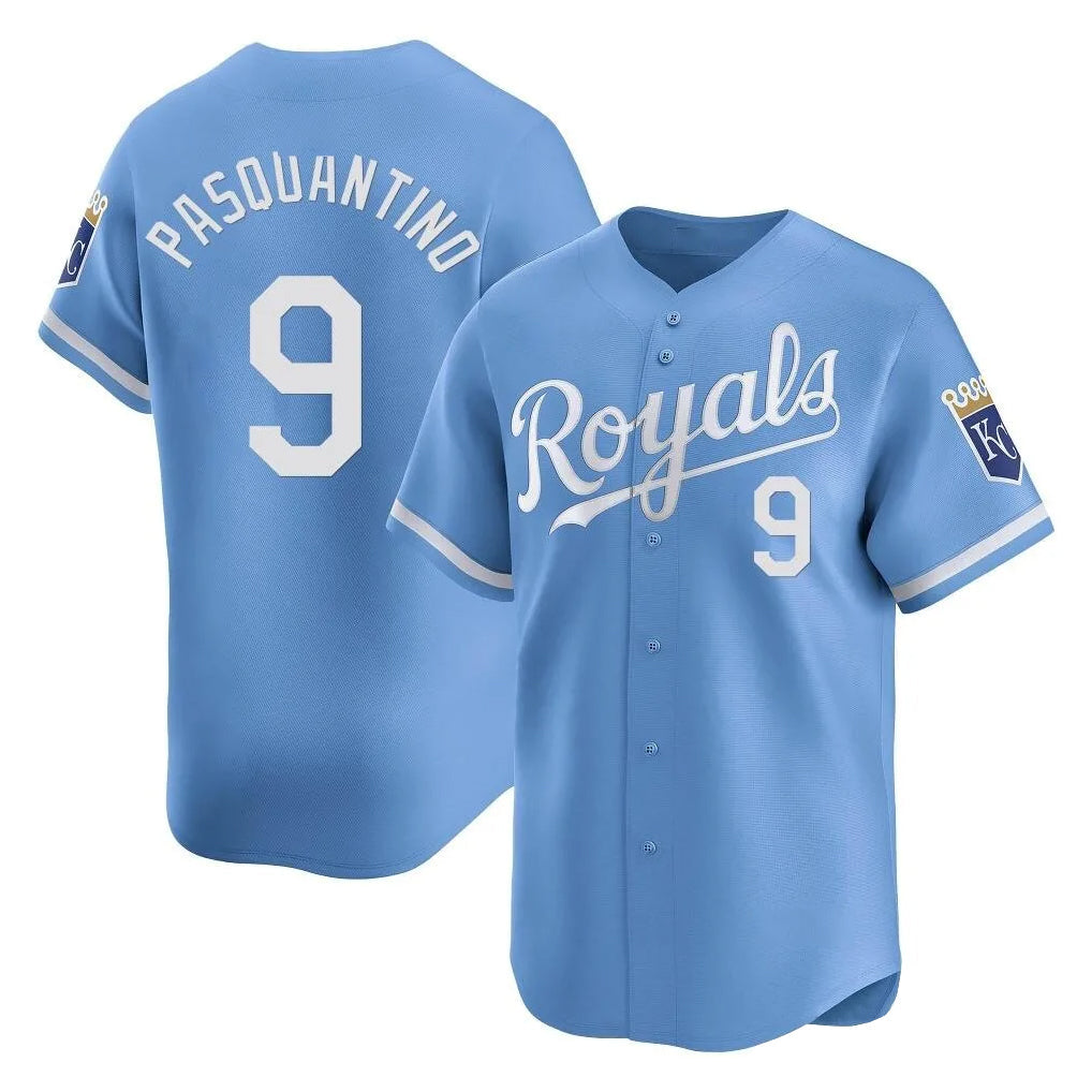 Fenge KC.Royals #9 Vinnie Pasquantino Player Light Blue Alt Limited Home Stitched Jerseys