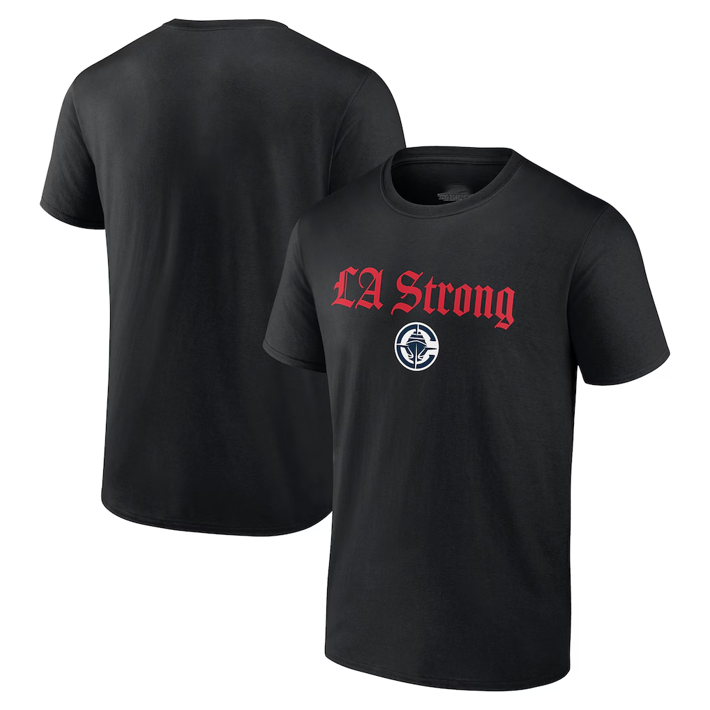 Fenge L.Clippers Black LA Strong T-Shirt Stitched Jerseys