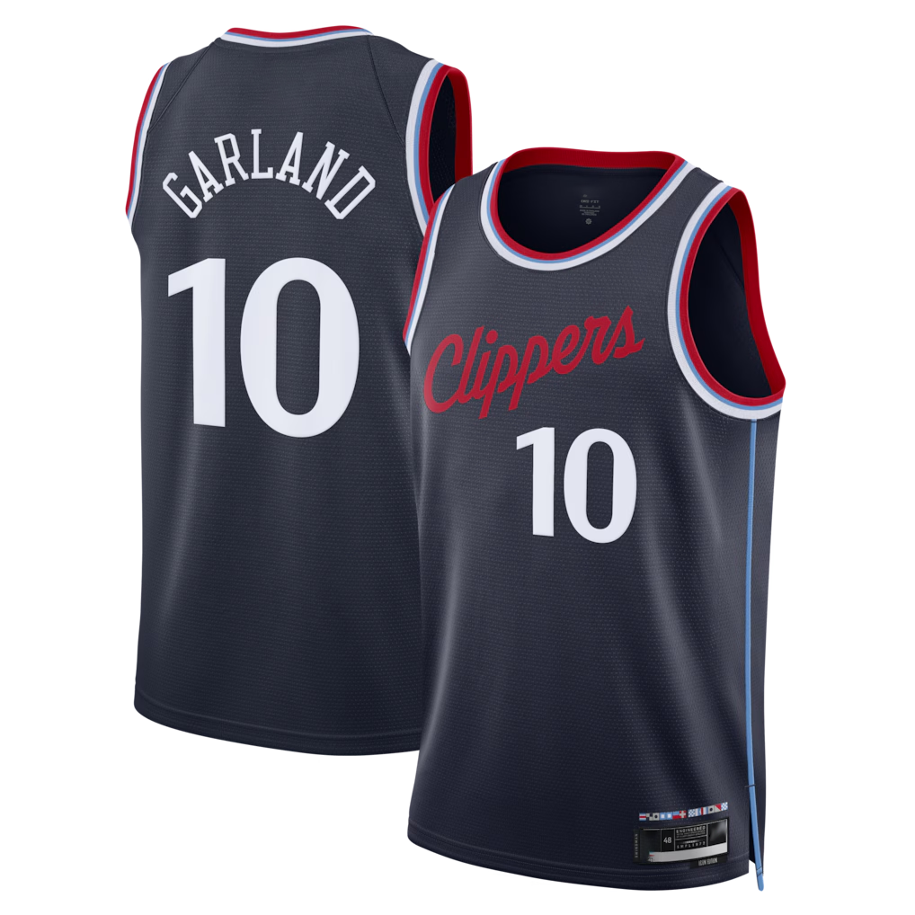 Fenge LA.Clippers #10 Darius Garland Navy Swingman Stitched Jerseys- Icon Edition