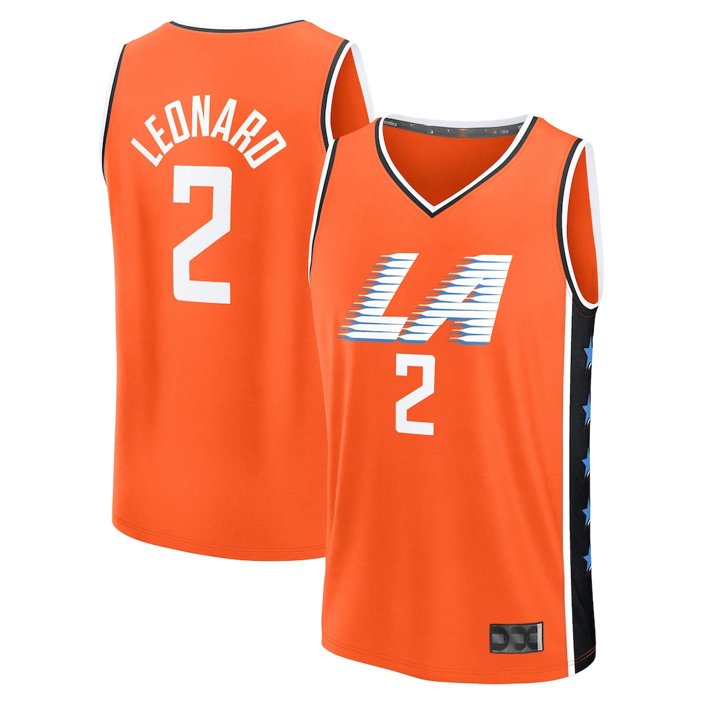 Fenge LA.Clippers #2 Kawhi Leonard Orange 2025-2026 City Edition Fast Break Stitched Jerseys