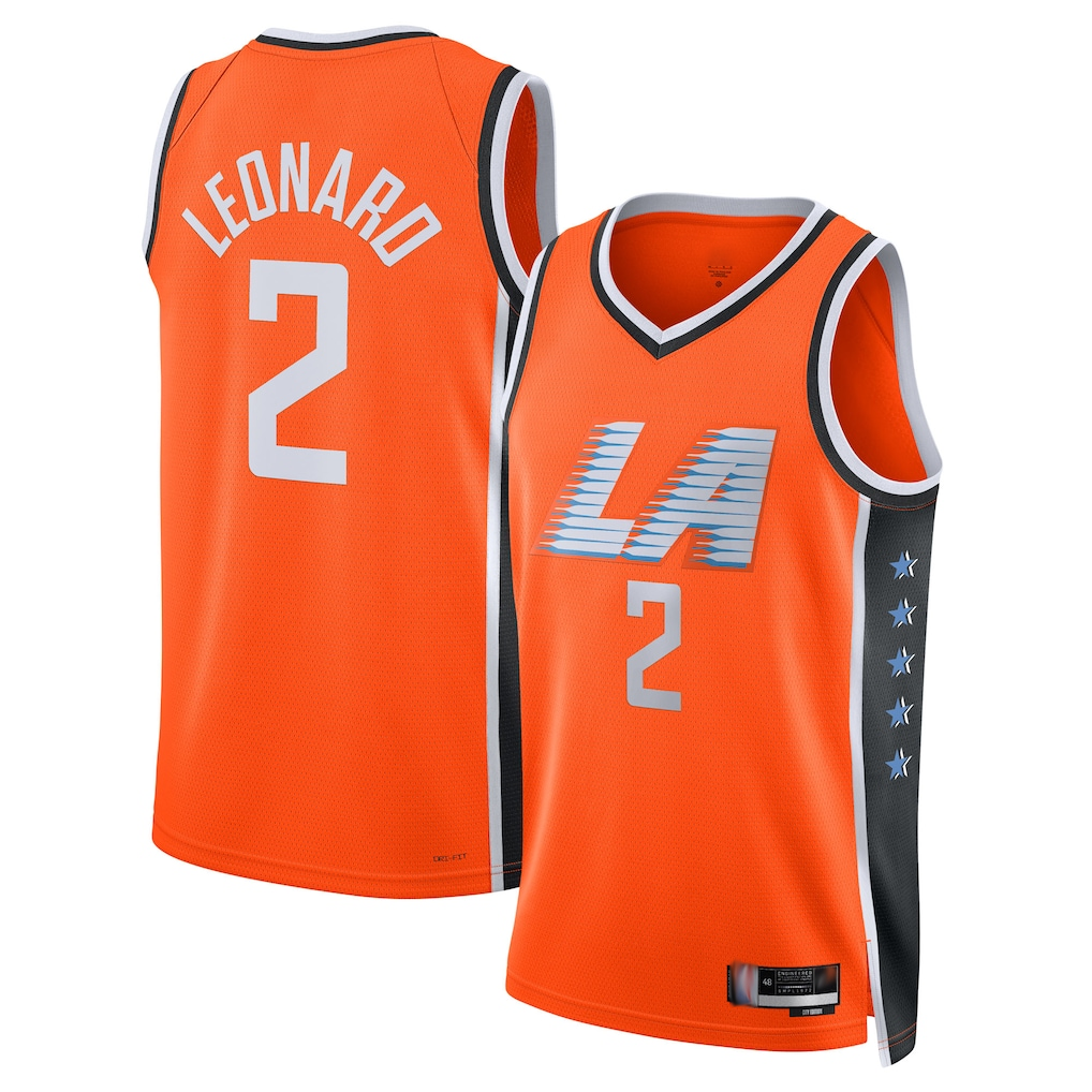 Fenge L.Clippers #2 Kawhi Leonard Orange 2025-2026 Swingman Stitched Jerseys - City Edition