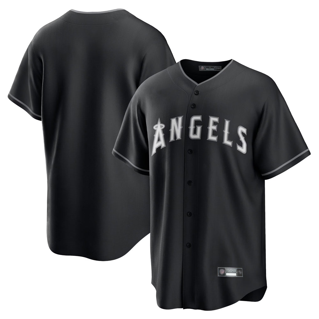 Fenge LA.Angels Black Lights Out Fashion T-shirt Blank Player Stitched Jerseys