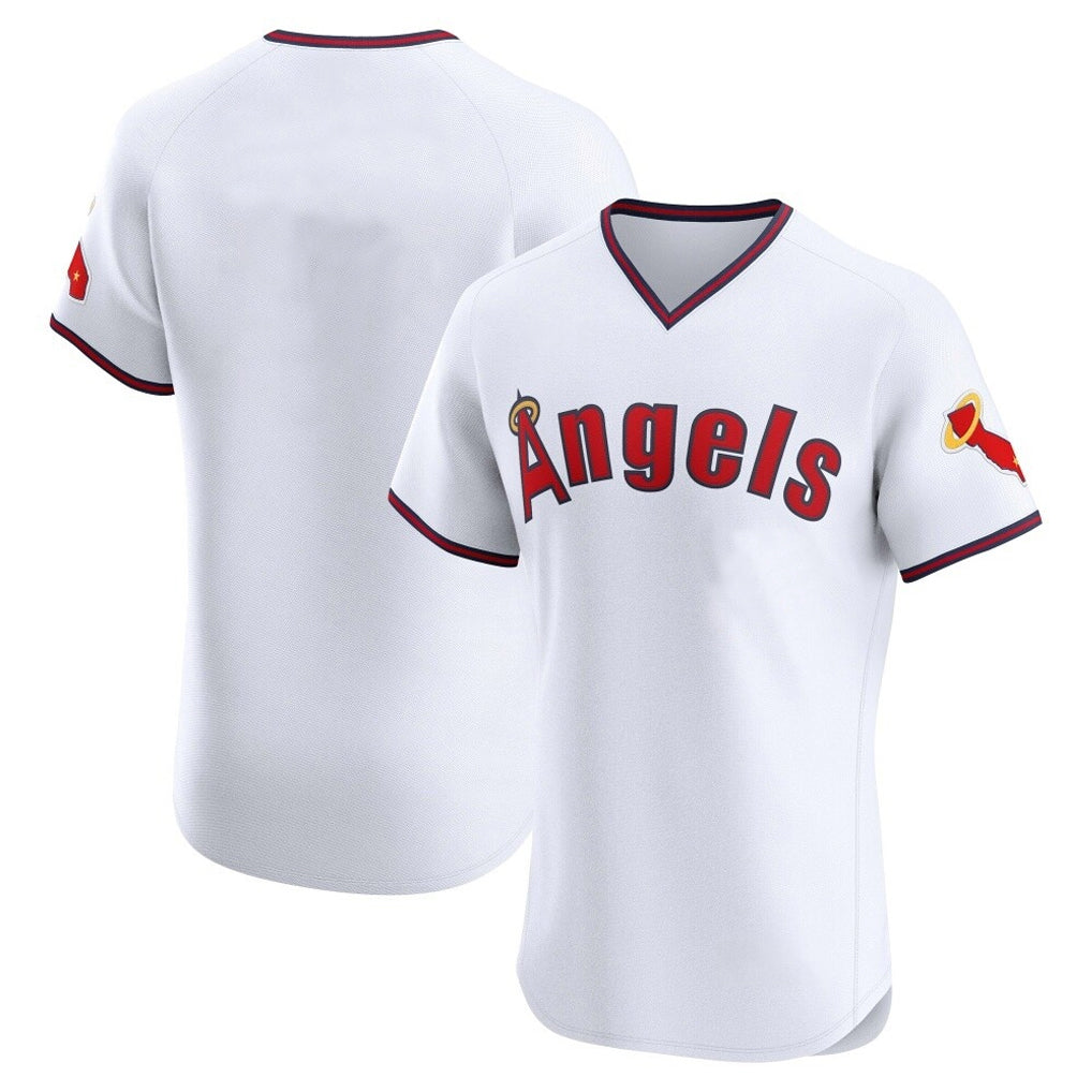 Fenge LA.Angels White T-shirt Home Limited Elite Blank Player Stitched Jerseys
