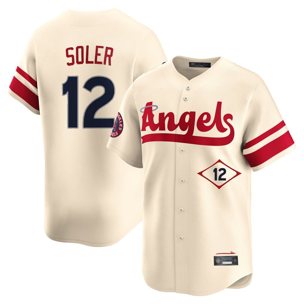 Fenge LA.Angels #12 Jorge Soler Player Cream City Connect Limited Home Stitched Jerseys