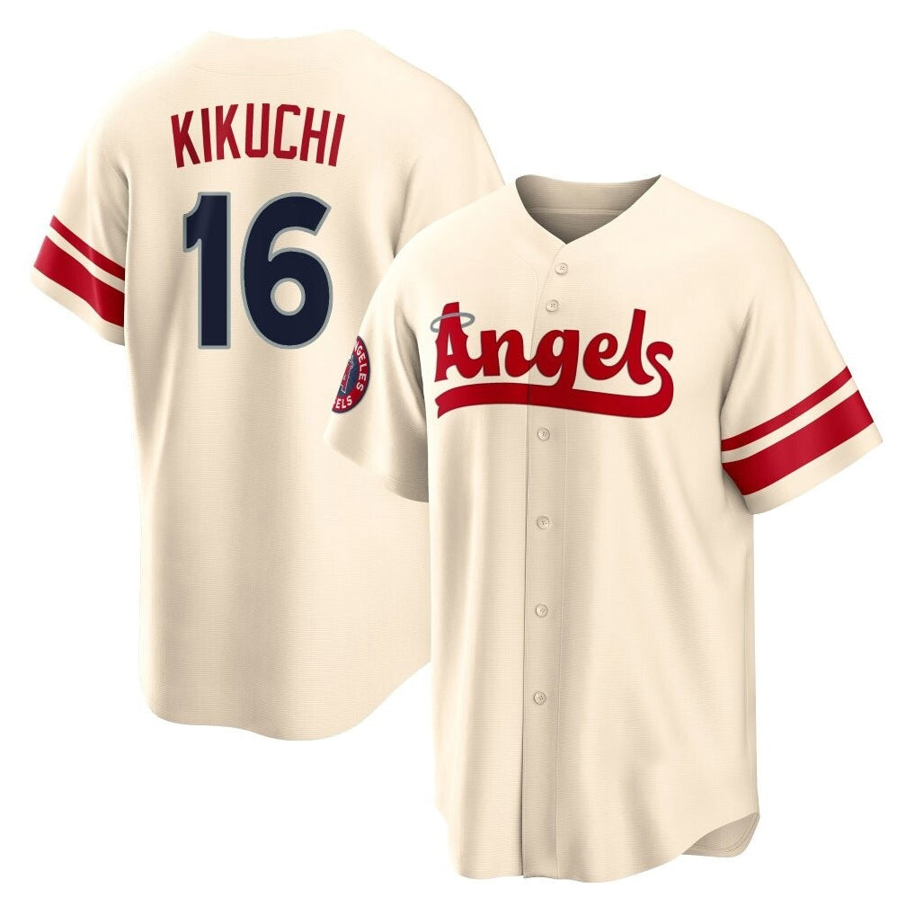 Fenge LA.Angels #16 Yusei Kikuchi Player Cream City Connect Home Stitched Jerseys