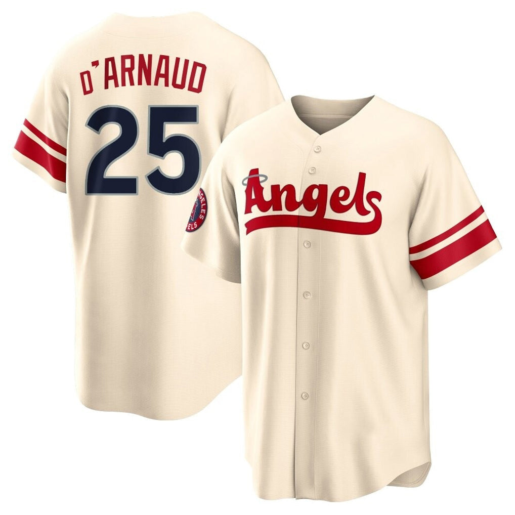 Fenge LA.Angels #25 Travis d'Arnaud Player Cream City Connect Home Stitched Jerseys