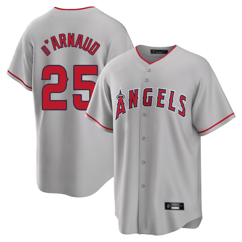 Fenge LA.Angels #25 Travis d'Arnaud Player Gray Home Game Stitched Jerseys