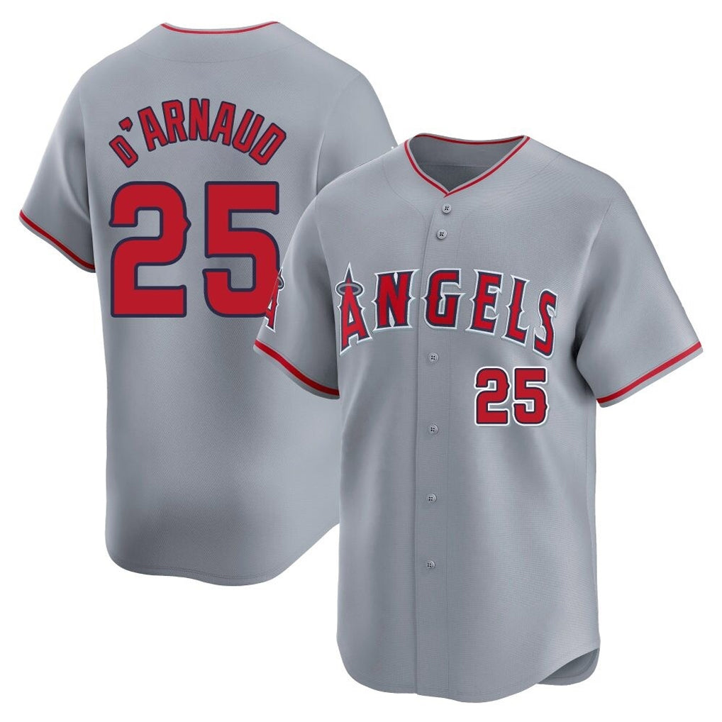Fenge LA.Angels #25 Travis d'Arnaud Player Gray Home Limited Stitched Jerseys
