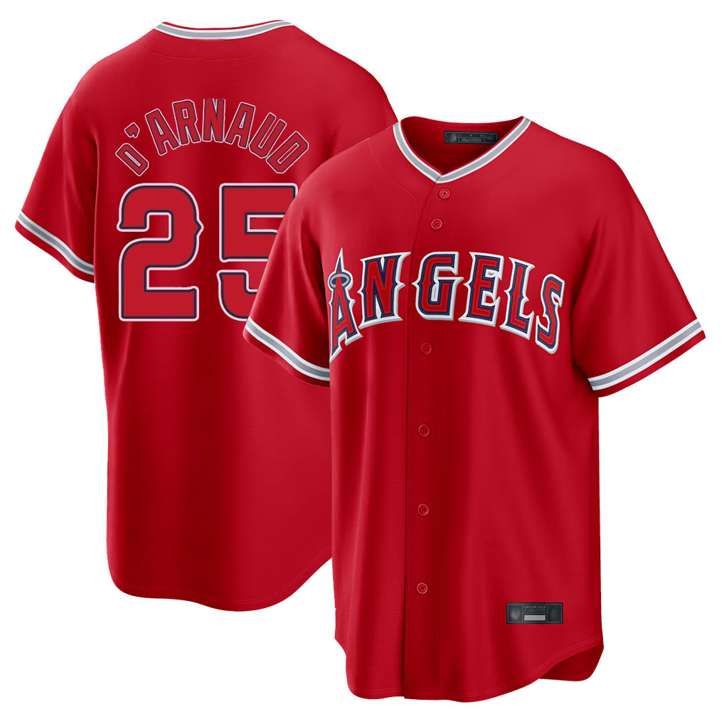 Fenge LA.Angels #25 Travis d'Arnaud Player Red Home Game Stitched Jerseys