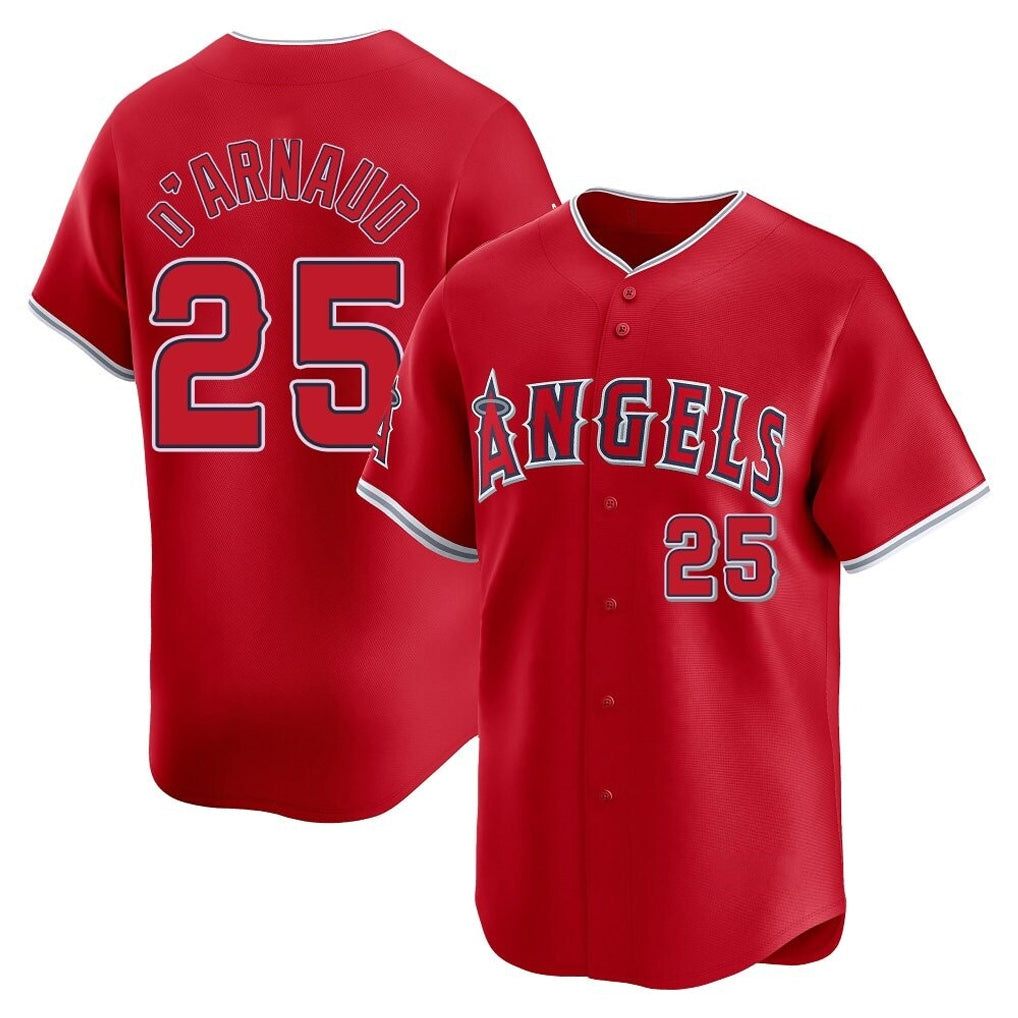 Fenge LA.Angels #25 Travis d'Arnaud Player Red Home Limited Stitched Jerseys