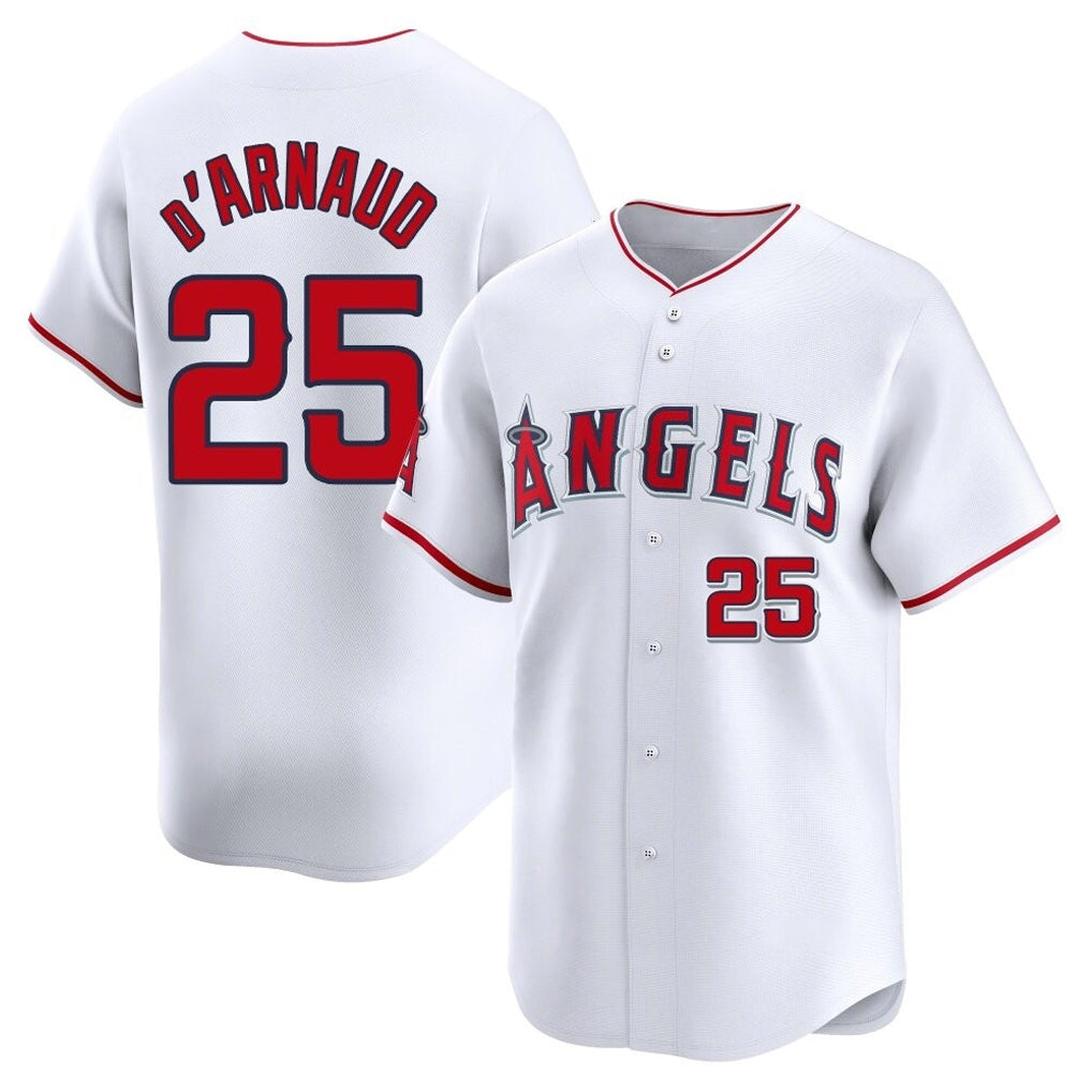 Fenge LA.Angels #25 Travis d'Arnaud Player White Limited Home Stitched Jerseys