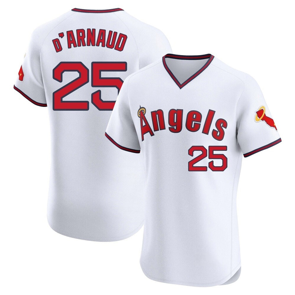 Fenge LA.Angels #25 Travis d'Arnaud Player White T-shirt Home Limited Elite Stitched Jerseys