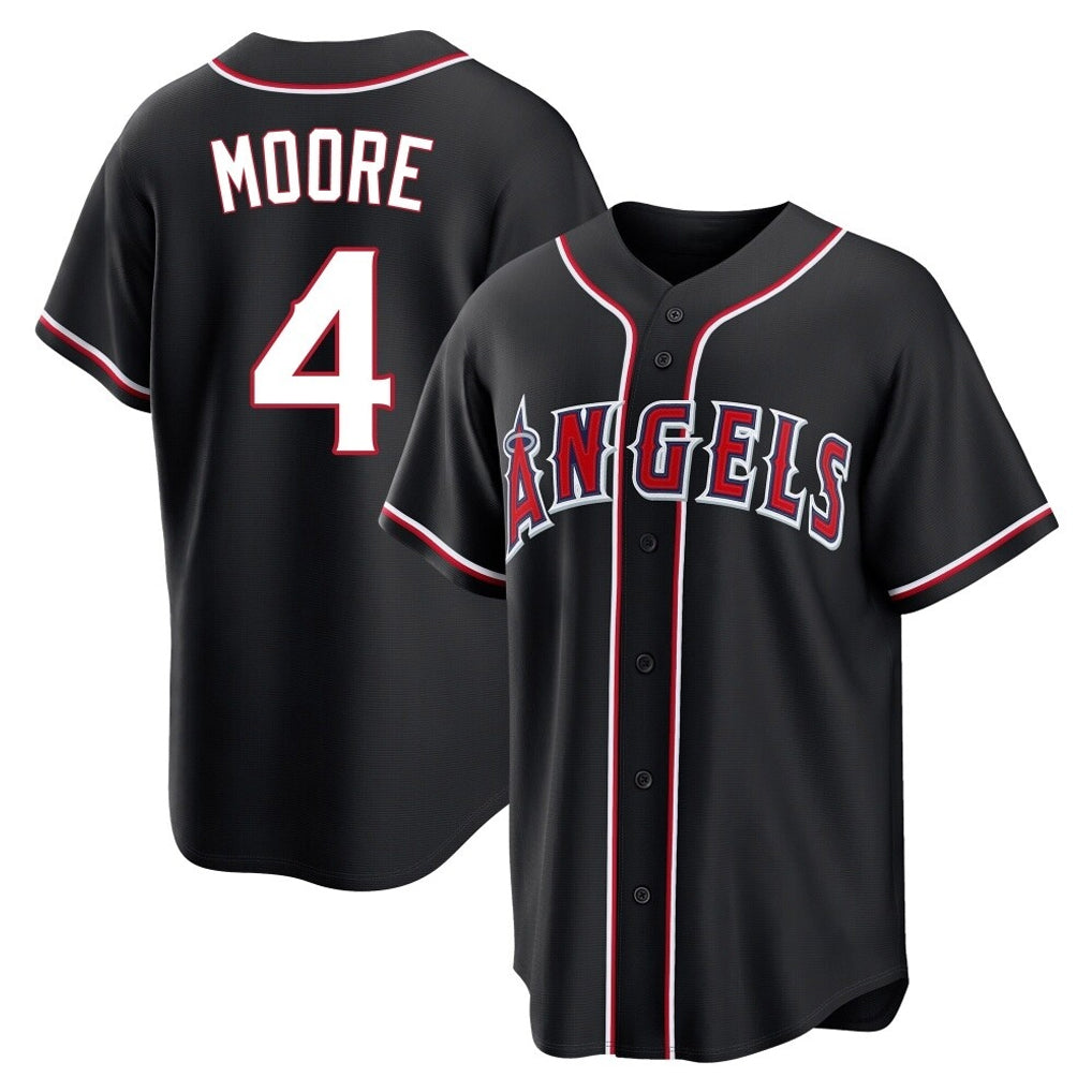 Fenge LA.Angels #4 Christian Moore Player Black Fashion Out Home Game Stitched Jerseys
