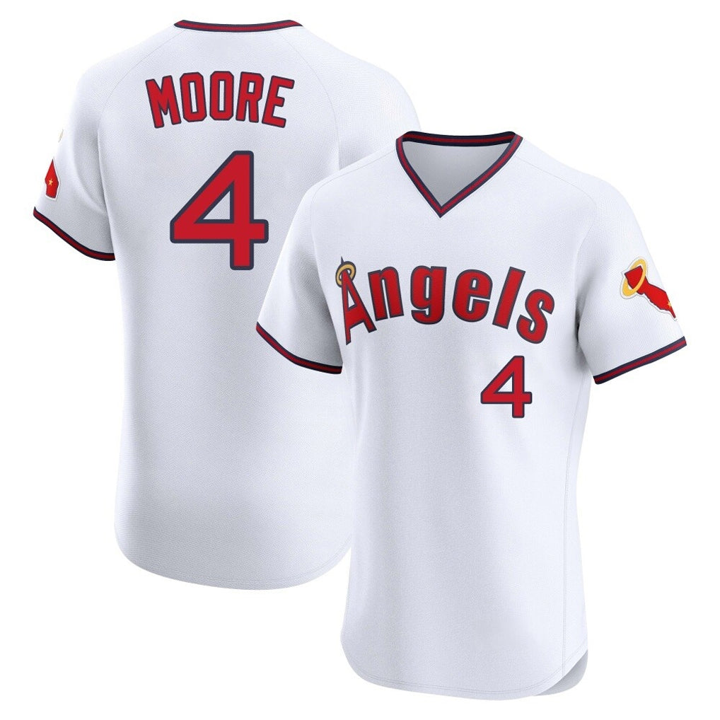 Fenge LA.Angels #4 Christian Moore Player White T-shirt Home Limited Stitched Jerseys