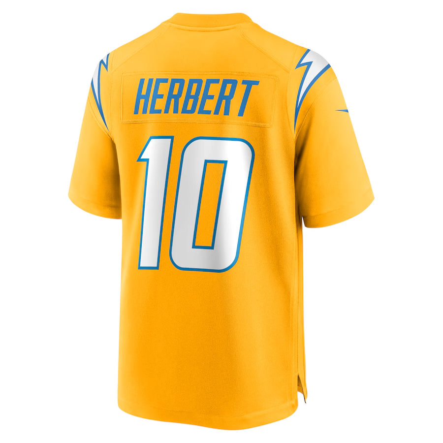 Fenge LA.Chargers #10 Justin Herbert Player Gold Home Game Stitched Jerseys