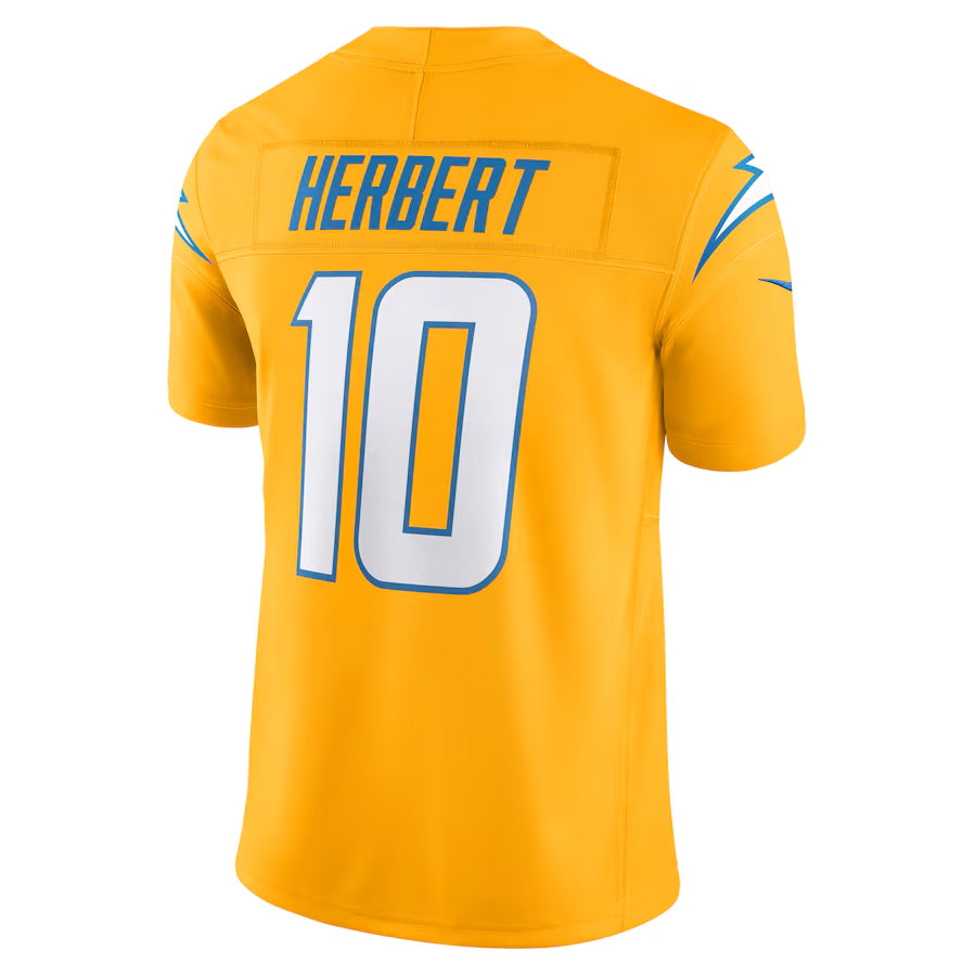 Fenge LA.Chargers #10 Justin Herbert Player Gold Vapor F.U.S.E. Limited Stitched Jerseys