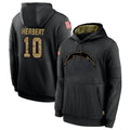 Fenge LA.Chargers #10 Justin Herbert Player Salute To Service Black Hoodies Game Stitched Jerseys