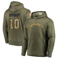 Fenge LA.Chargers #10 Justin Herbert Player Salute to Service  Olive Hoodies Game Stitched Jerseys