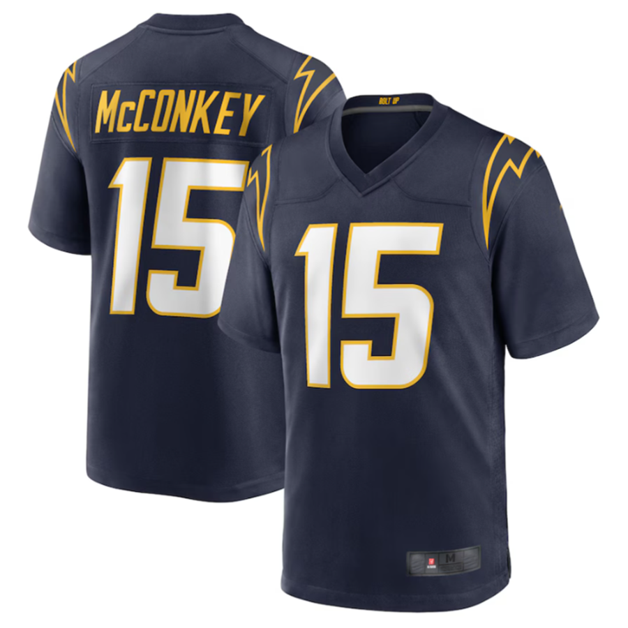 Fenge LA.Chargers #15 Ladd McConkey Navy Game Jersey Stitched Jerseys