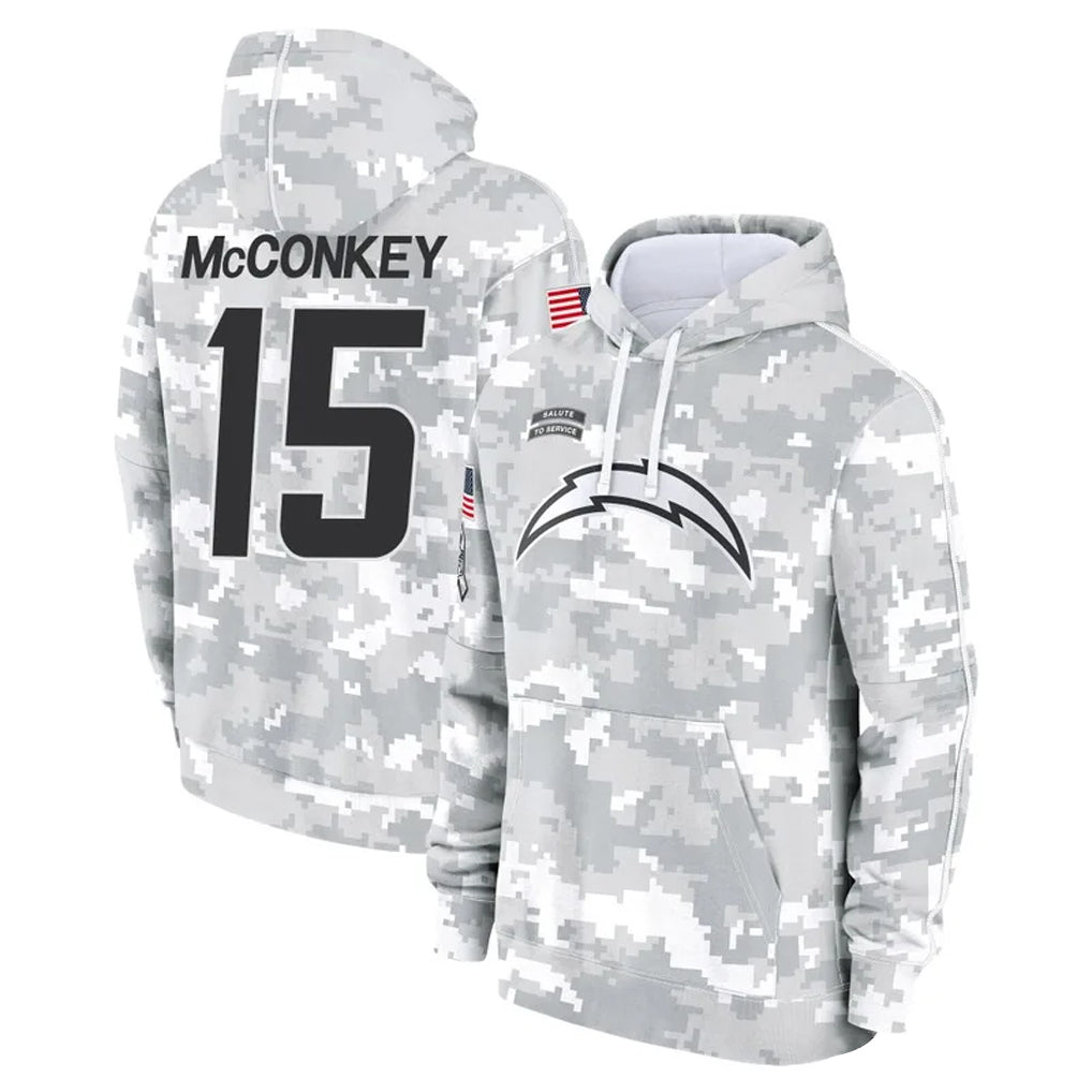 Fenge LA.Chargers #15 Ladd McConkey Player Arctic Camo Salute to Service Hoodies Game Stitched Jerseys