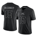 Fenge LA.Chargers #15 Ladd McConkey Player Black Limited Reflective Home Game Stitched Jerseys
