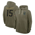 Fenge LA.Chargers #15 Ladd McConkey Player Olive Salute to Service Pullover Hoodies Limited Stitched Jerseys