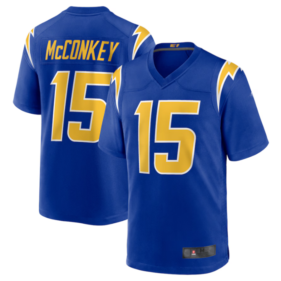 Fenge LA.Chargers #15 Ladd McConkey Royal Game Jersey Stitched Jerseys