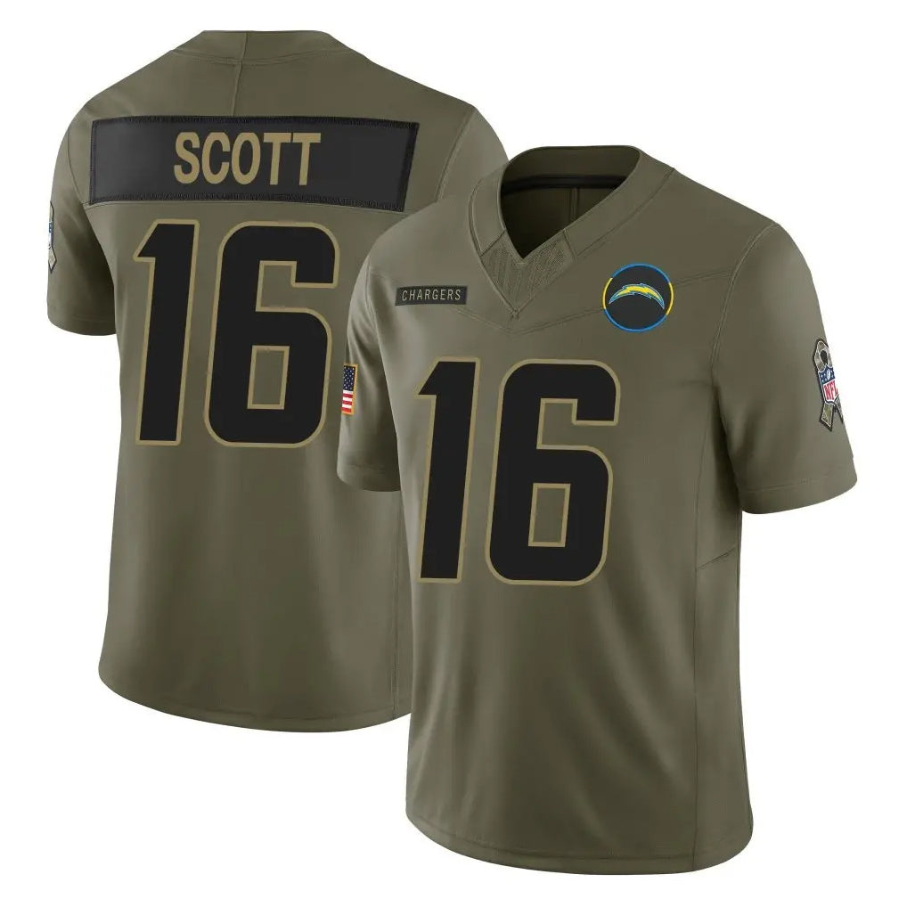 Fenge LA.Chargers #16 J.K. Scott Player Olive 2025 Salute To Service Limited Game Stitched Jerseys